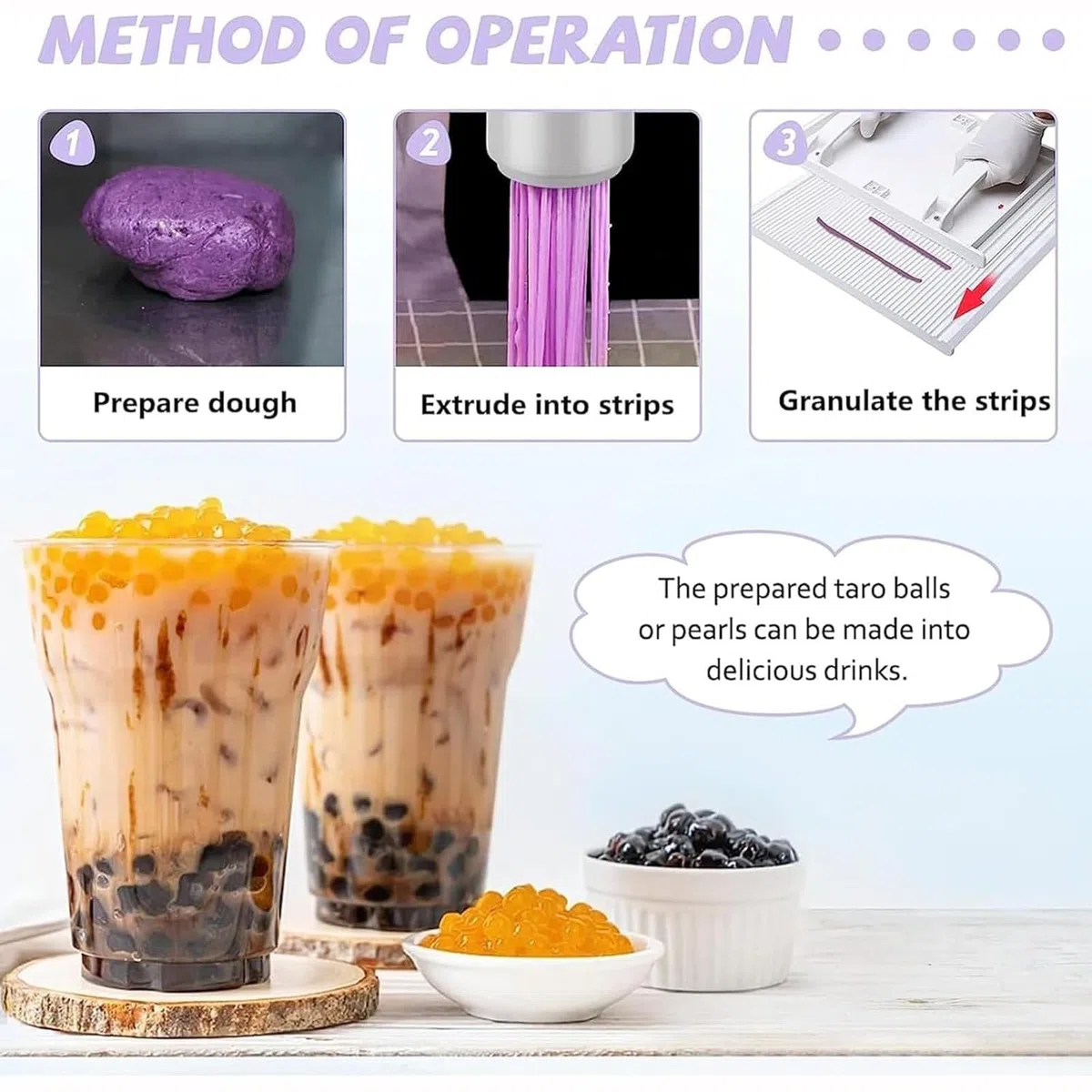 Máquina manual de perlas de tapioca con extrusor y pelador, diseño ergonómico para tiendas de té de burbujas y té con leche