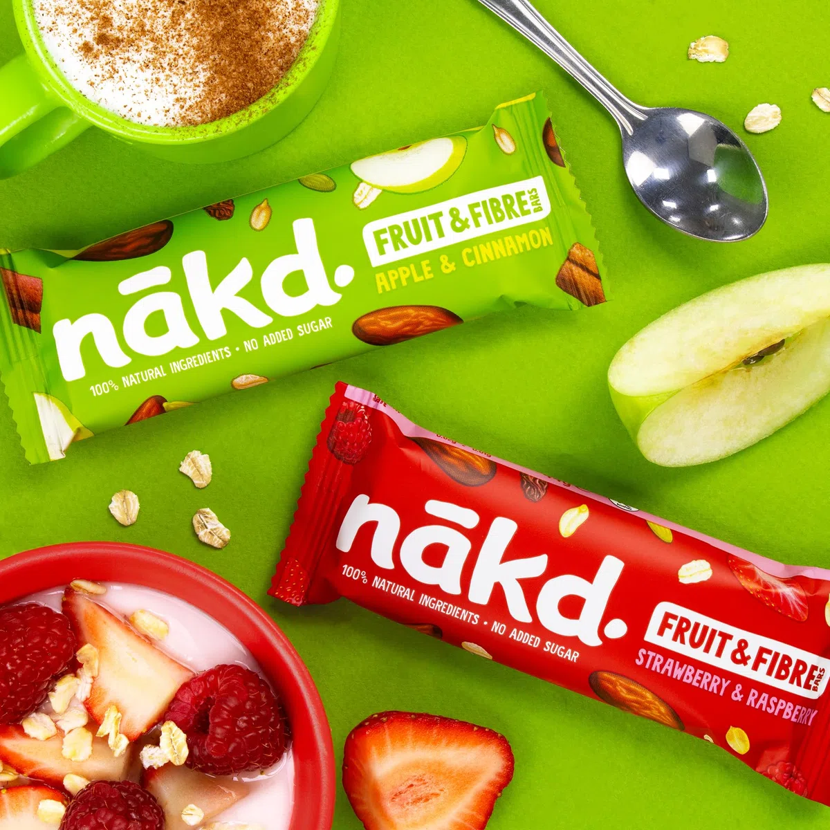 Nākd. Barritas de Fruta y Fibra | Manzana y Canela | Alto Contenido en Fibra | 100% Ingredientes Naturales | Sin Azúcares Añadidos | Vegano | 16 x 44g Barritas| 704g