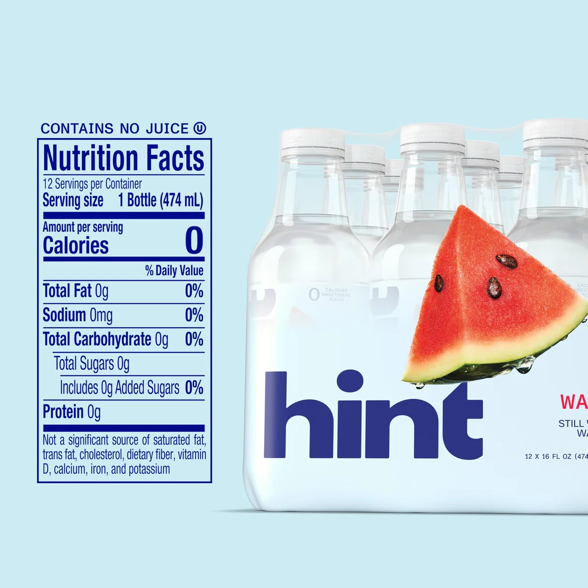 Hint Premium Essence Water, Watermelon, 16 Ounce Bottles (Pack of 12)