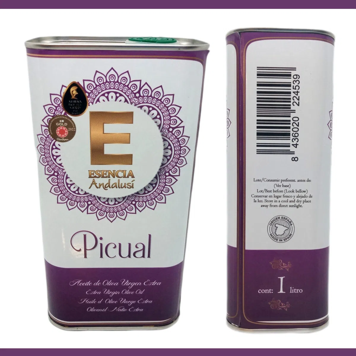 Aceite de Oliva Virgen Extra Premium variedad Picual lata1 litro (1,3 o 9 uds) producido en Jaén, aceite de oliva de categoría superior con sabor único, aceite sabor y aroma intenso (9)