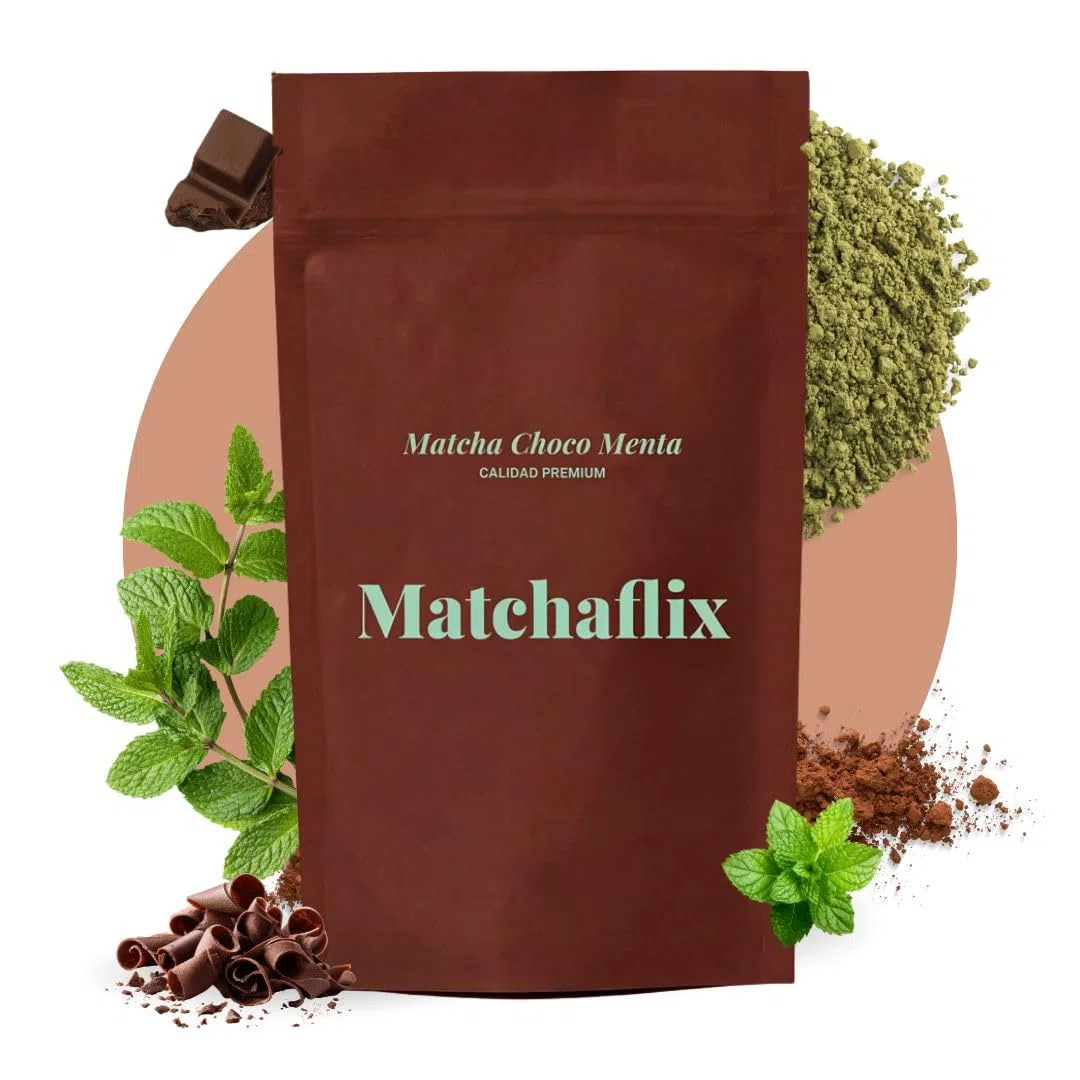 Matchaflix | Té Matcha Premium Choco Menta | Té en Polvo | Matcha en Polvo | 100g | Doypack (Doypack)