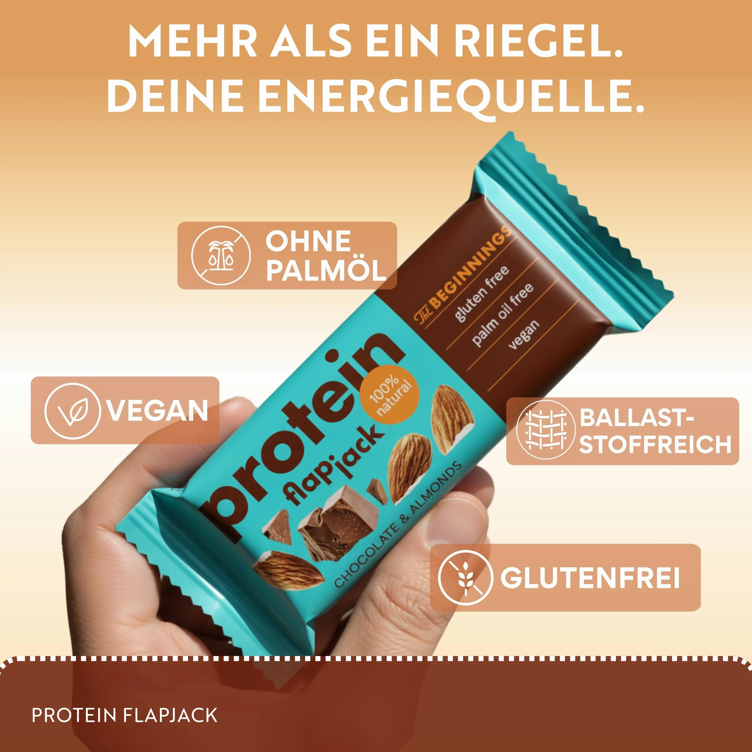 The BEGINNINGS Barritas proteicas de avena Flapjack Caja surtida 2 sabores x 5 barritas – 10 x 60 g (600 g) – veganas, sin gluten – proteína de origen vegetal – snack energético natural