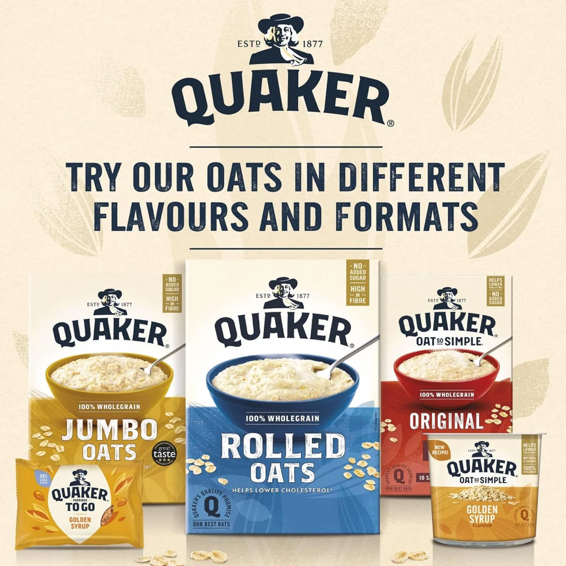 Quaker Porridge Rolled Oats 1,5 kg | Copos de Avena 100% integral 1,5 kg (El embalaje puede variar)