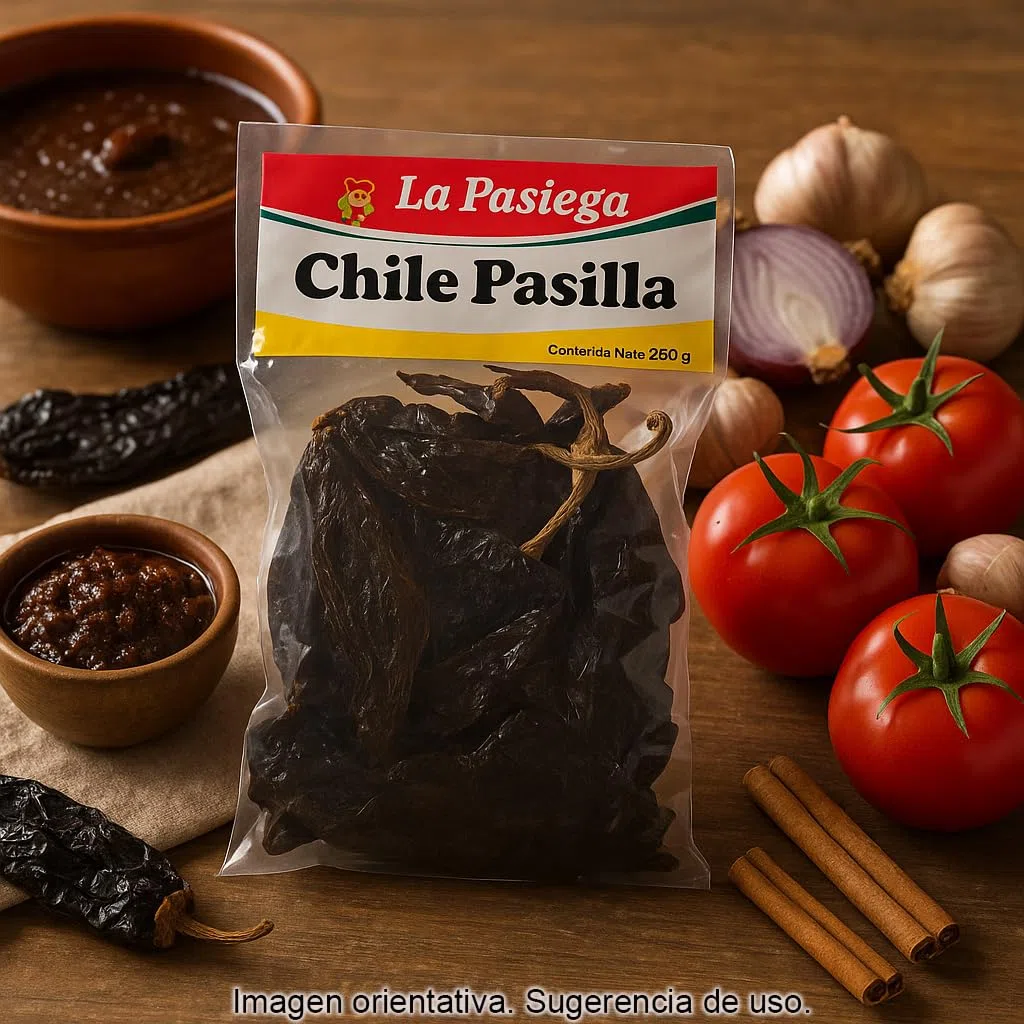 Chile pasilla seco 250 g auténtico de México, picor suave y aroma intenso para moles, salsas y guisos