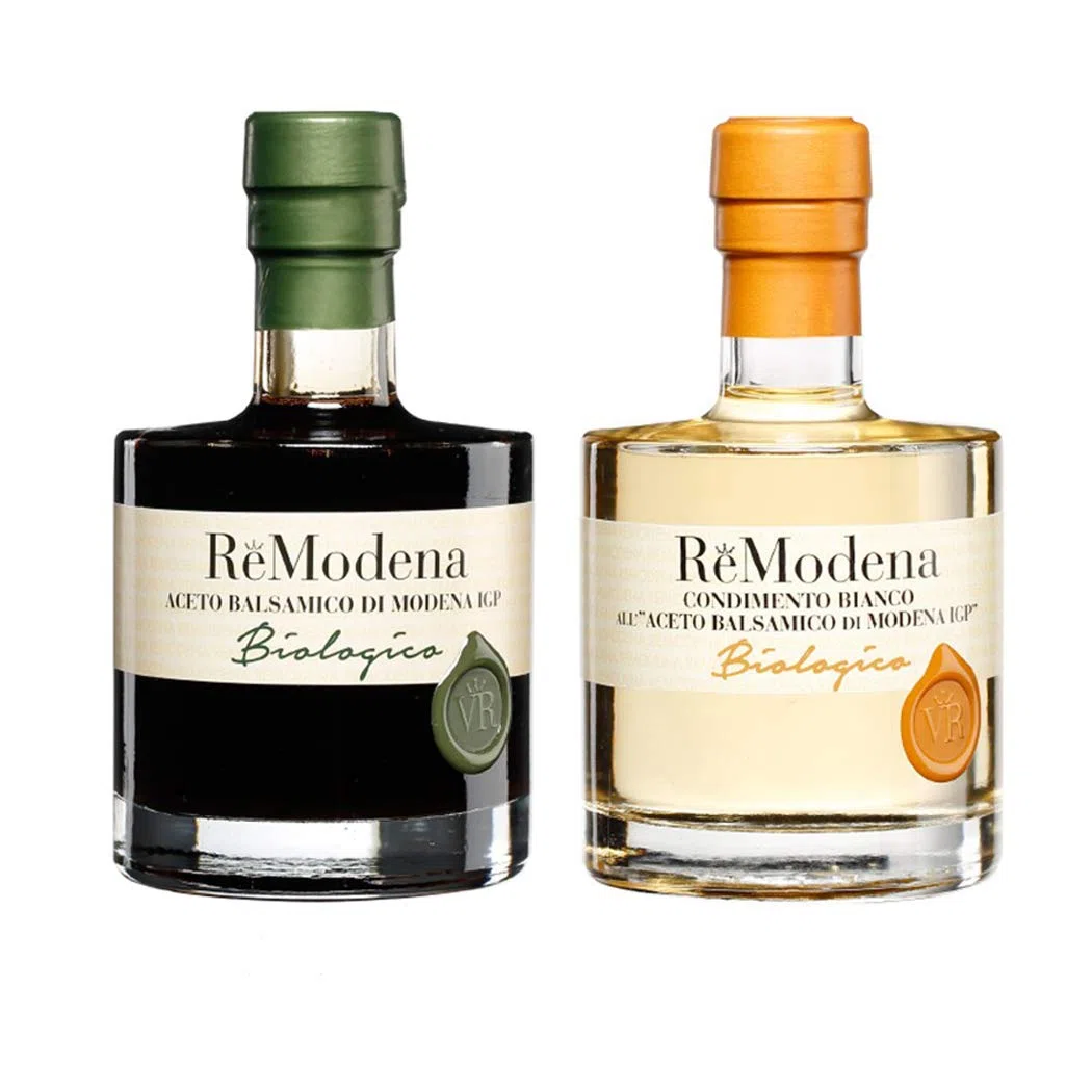 Bis Vinagre Balsámico Biológico Re Modena: Aderezo Blanco y Clasico de Modena IGP 250 ml x 2