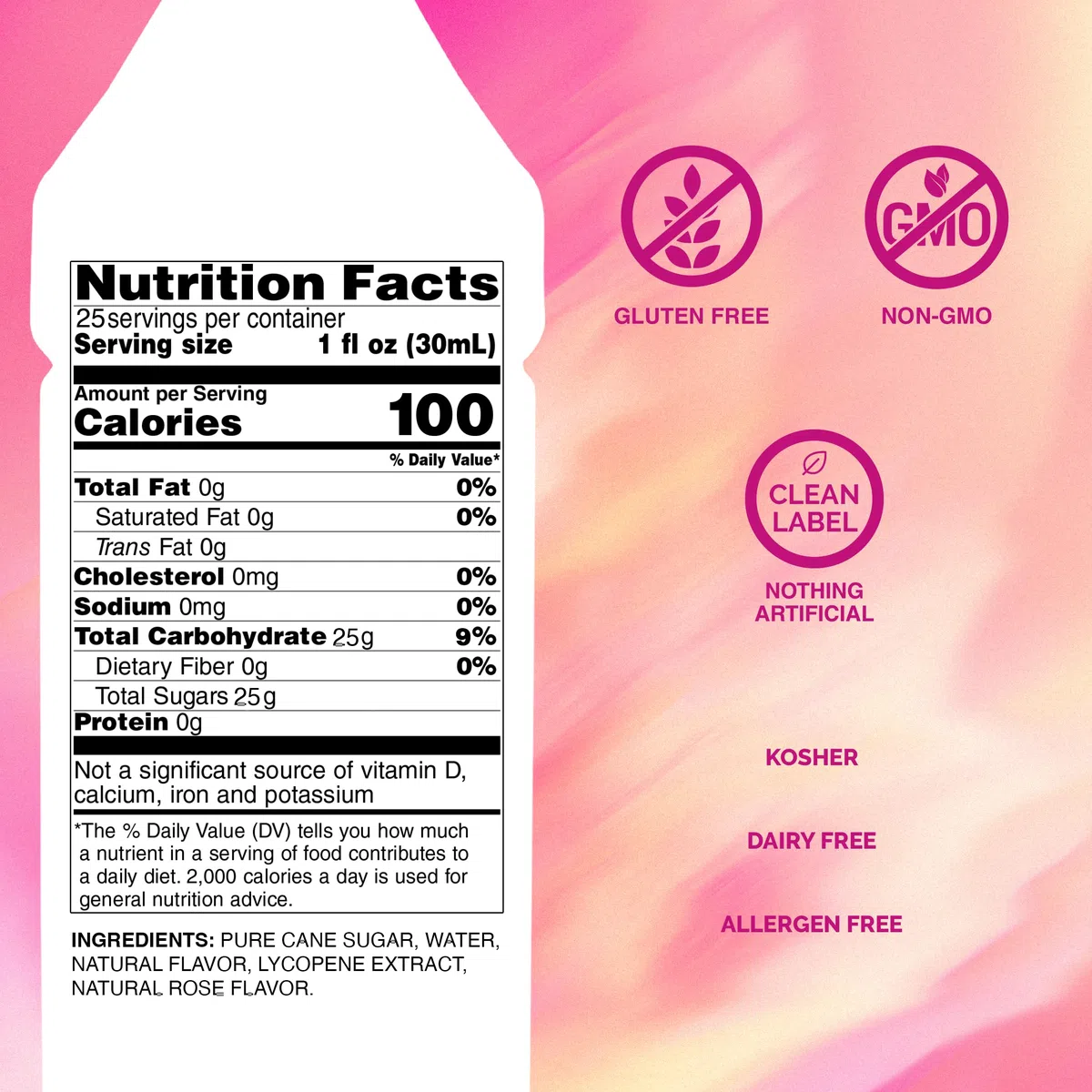 Monin Rose Syrup, 750 ml