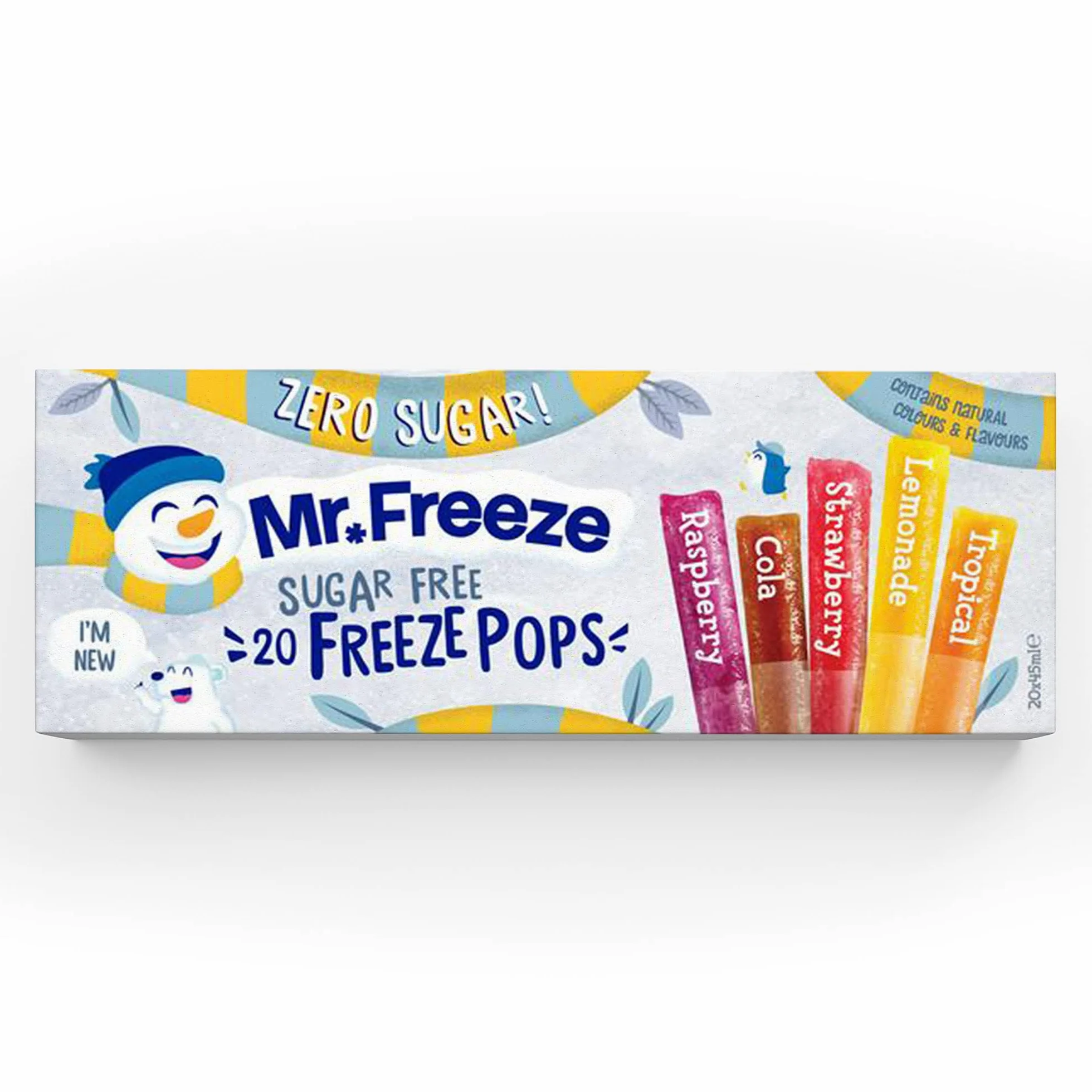 Mr Freeze Ice Pops - Paletas de hielo de sabores surtidos, sin azúcar y aptas para veganos, 20 x 45 ml (paquete de 8)