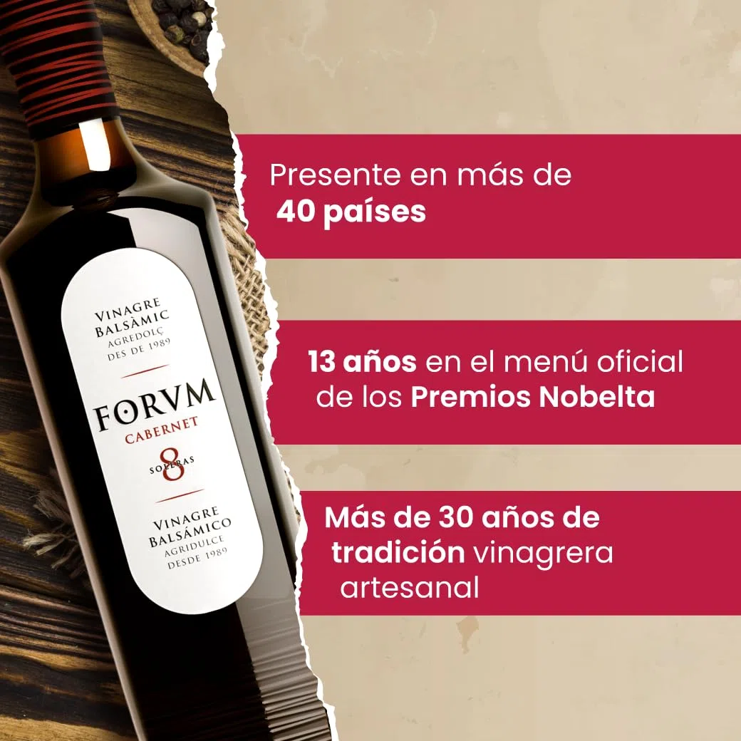Forvm Cabernet, Vinagre de Vino Tinto, Fantástico para Cocinar, Usado 12 Años en el Menú de los Premios Nobel, Envejecido Artesanalmente 8 Años en Barricas, Prod. Limitada 500ml