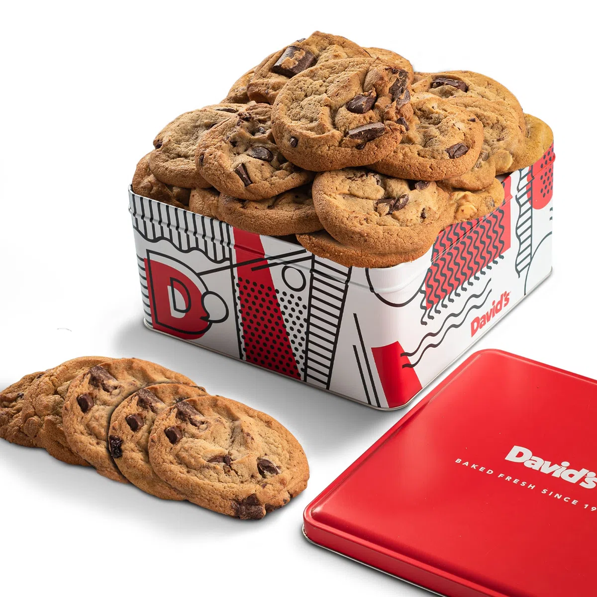 David's Cookies 0,9 kg de trozos de chocolate recién horneados – Galletas hechas a mano y gourmet – Deliciosas y elaboradas con ingredientes de alta calidad – Cesta de regalo para galletas – Gran