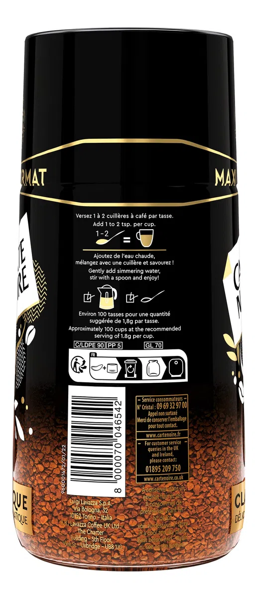 Carte Noire Instant Classic, café instantáneo, tarro de 180 g