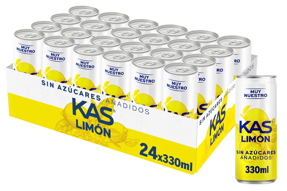Kas Bebida Refrescante de Zumo de Limón con Edulcorantes, sin Azúcares Añadidos - 330 ml - [Pack de 24]