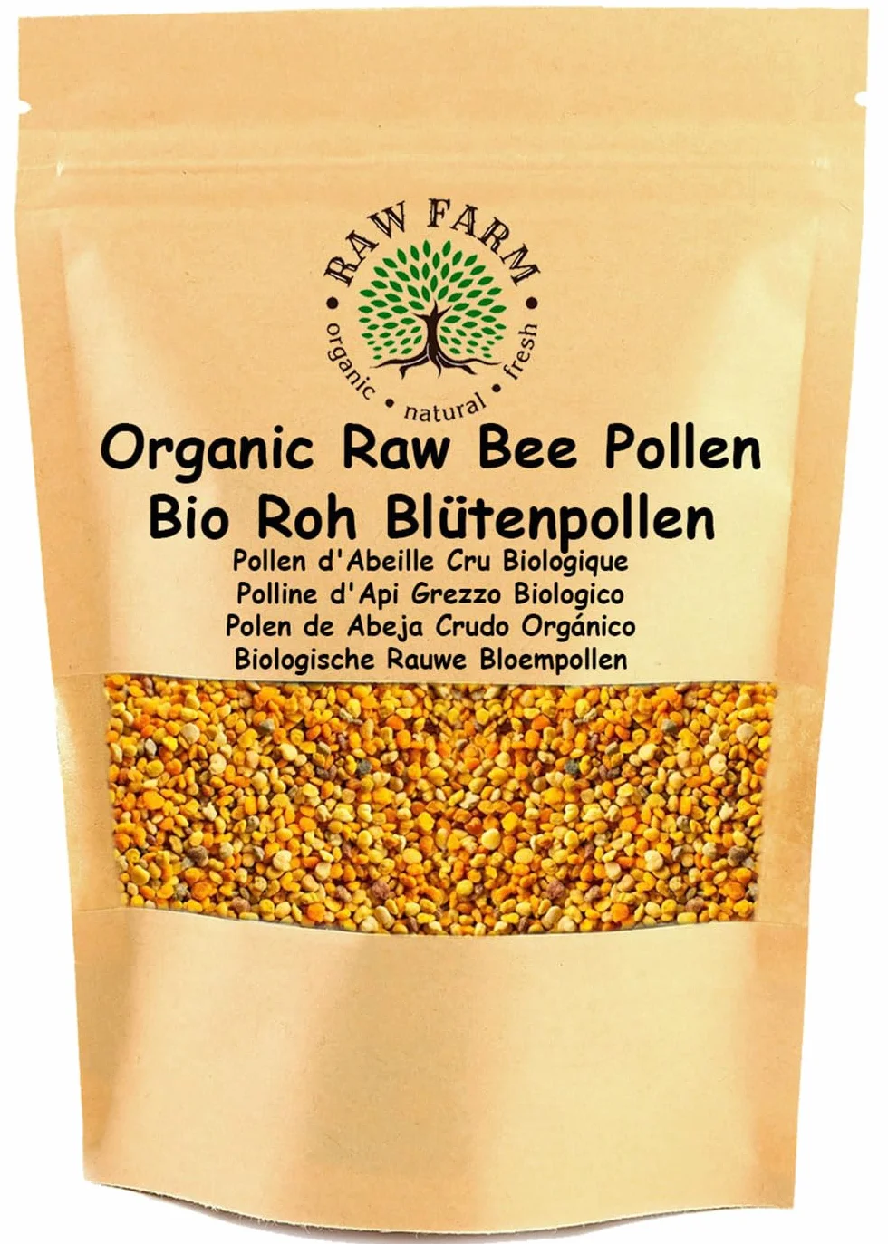 Raw Farm - Polen crudo de flores orgánico - 500 g - 100% natural y certificado ecológico