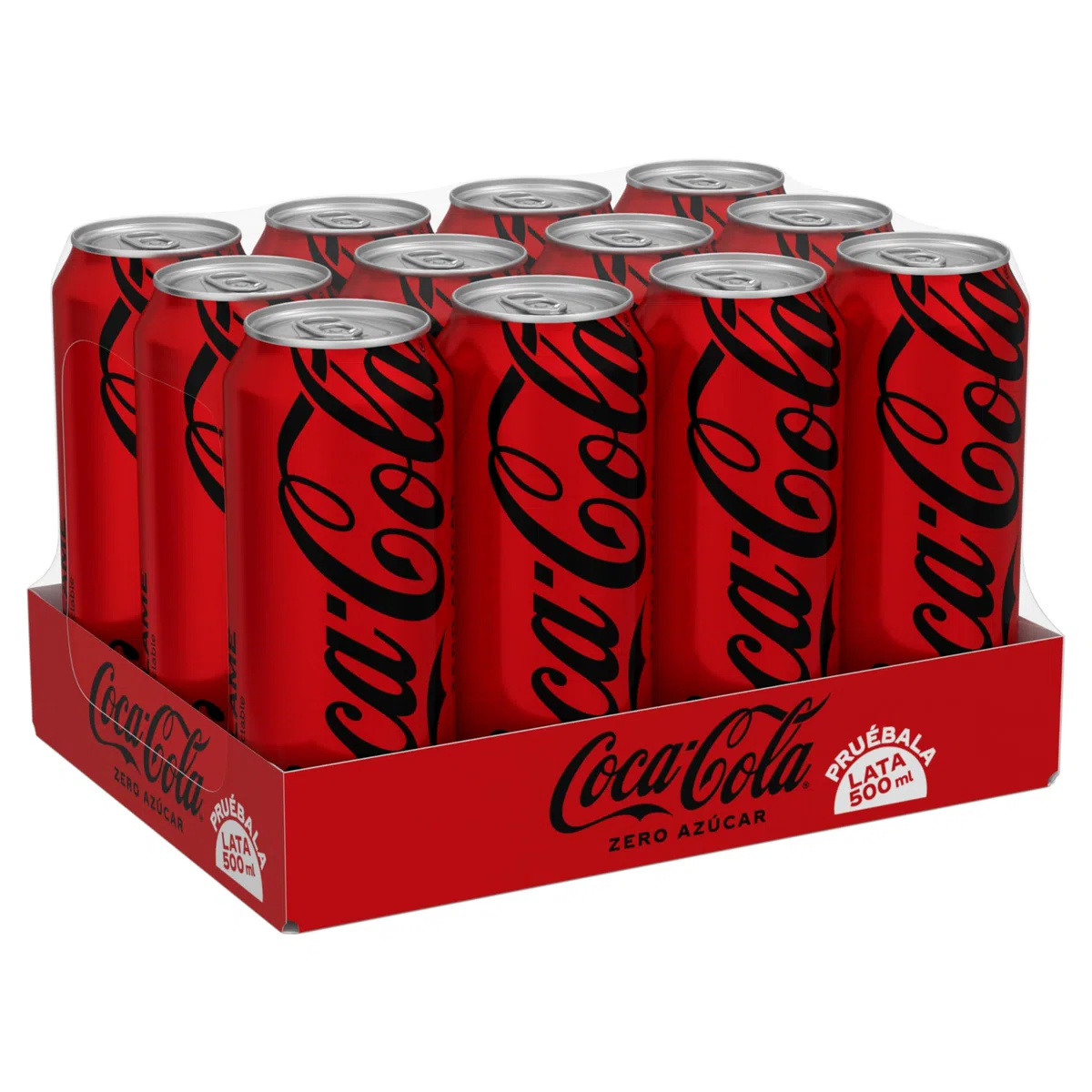 Coca-Cola Zero Azúcar, Refresco de Cola sin Azúcar, Bajo en Calorías -Pack 12 Latas de 500 ml