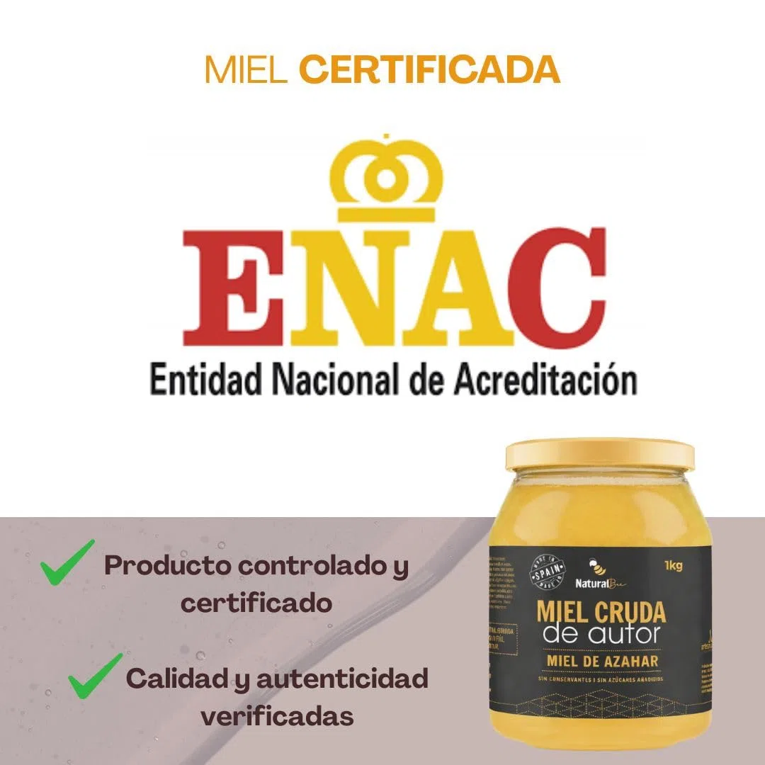 Natural Bee - Premio Platino Paris Awards 2026. Miel de Azahar Pura de Abeja 1kg. Cosecha Propia, Real, Mágica, Cruda sin filtrar, Sin azúcar. Incluye cuchara para miel. 100% Española. Regalo gourmet.