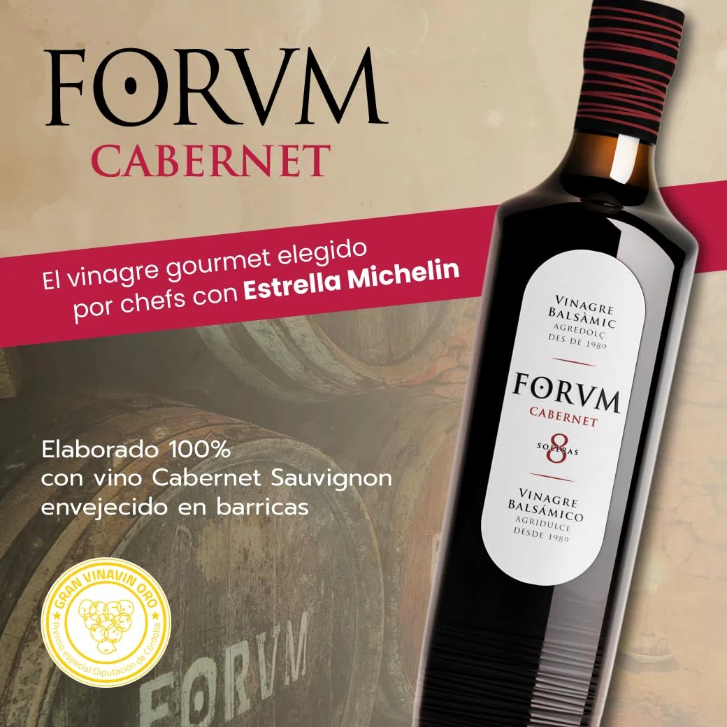Forvm Cabernet, Vinagre de Vino Tinto, Fantástico para Cocinar, Usado 12 Años en el Menú de los Premios Nobel, Envejecido Artesanalmente 8 Años en Barricas, Prod. Limitada 500ml