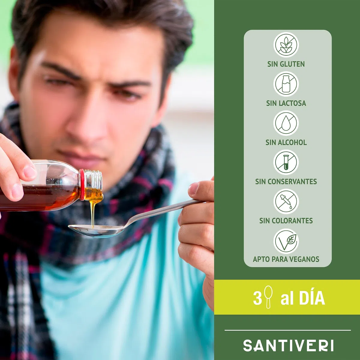 SANTIVERI – Complex Total, Complemento Alimenticio a Base de Extractos de Plantas y Vitaminas, Triple Acción, Ayuda al Bienestar de las Vías Respiratorias, la Garganta y las Defensas – 200 ml