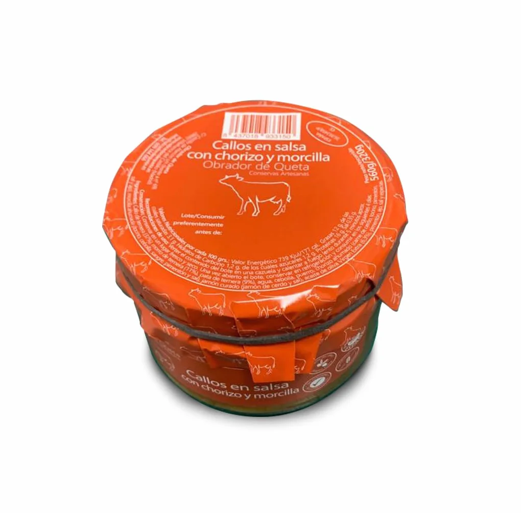 Callos en salsa con chorizo y morcilla 560grs (PACK de 8). Callos a la Madrileña. Receta familiar, casera y artesana. Conservas Gourmet. Regalo original para todos. Producto 100% elaborado en España.
