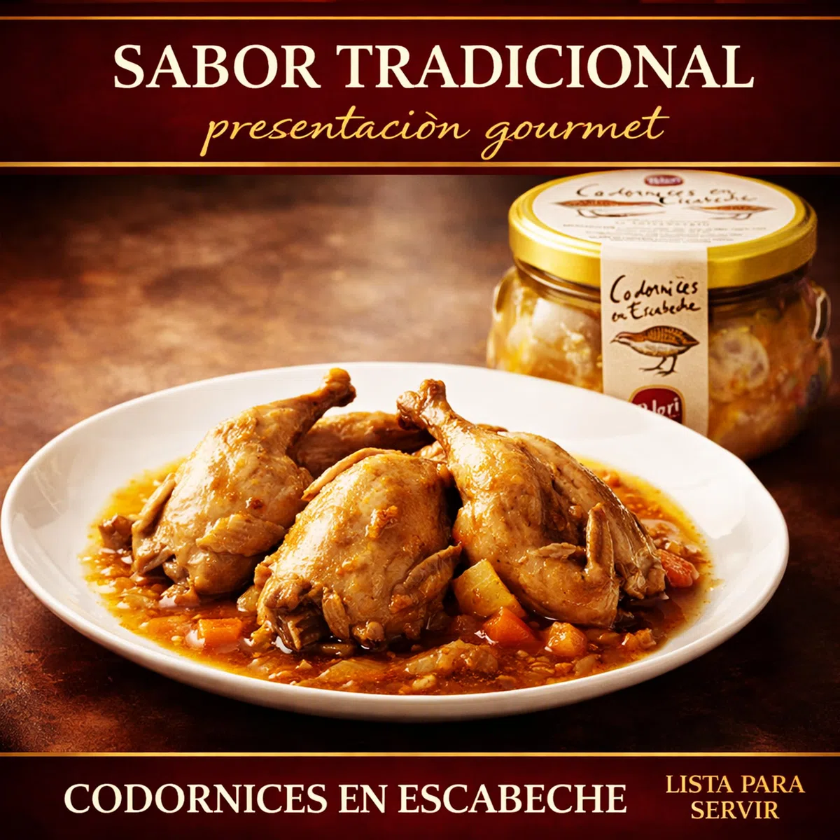 POLGRI Codornices en Escabeche Conserva Gourmet Carne de Caza con AOVE 2 Codornices Tarro de Cristal 640 ml Aperitivo Premium Receta Manchega Lista para Servir Tapa Gourmet Artesana