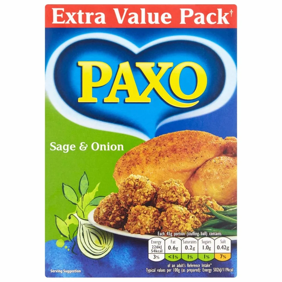 Paxo Mezcla de relleno de salvia y cebolla 340g