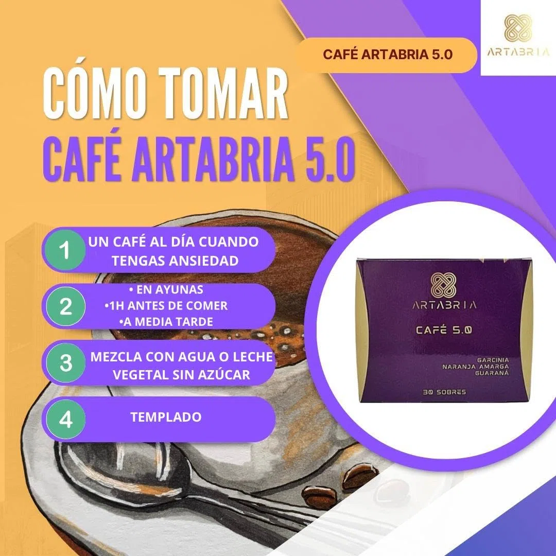 Artabria Café 5.0 Funcional con Café Verde, Naranja Amarga y Guaraná, 90 Sobres, Pack de 3, incluye regalo de cortesía