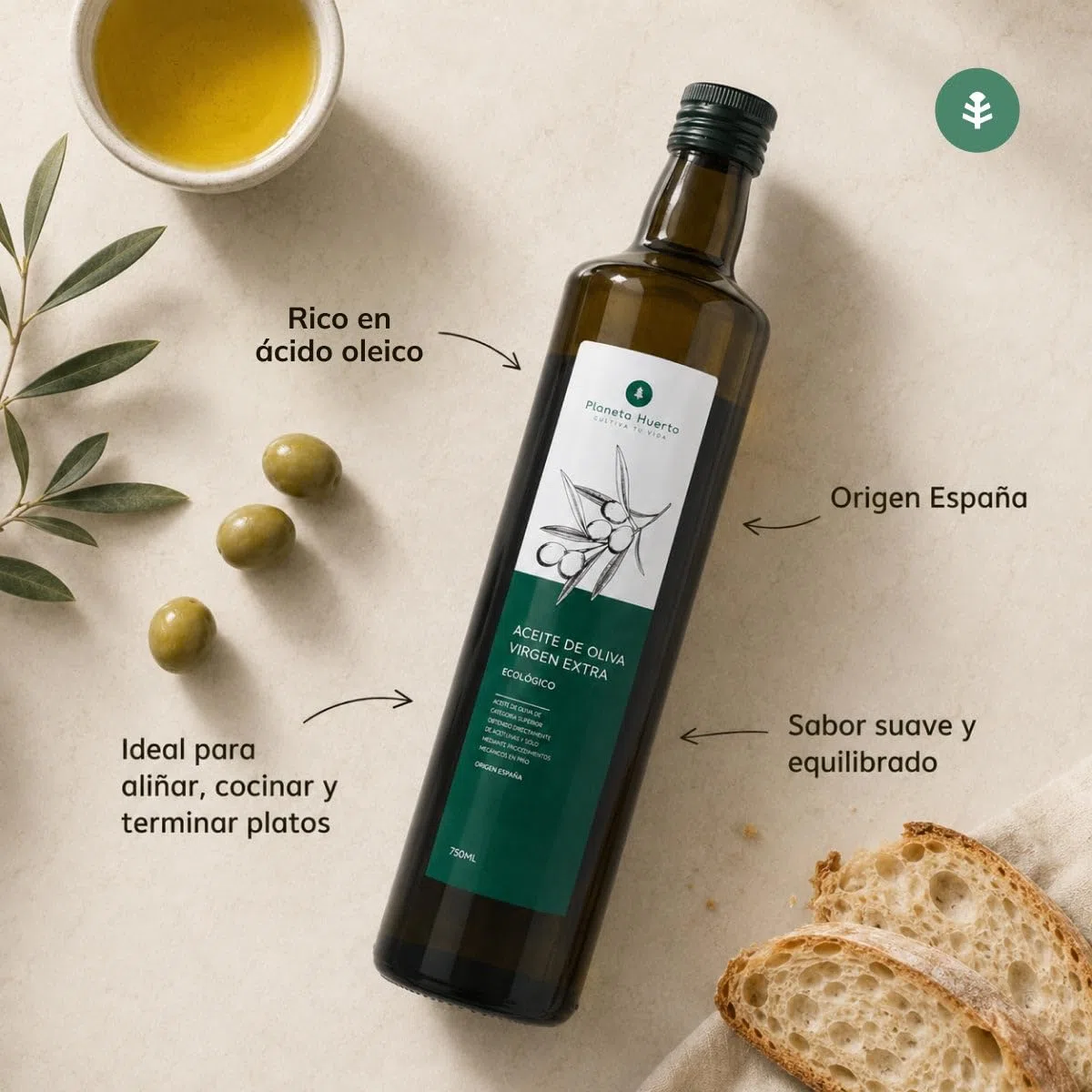 PLANETA HUERTO | Pack 3x Aceite de Oliva Virgen Extra ECO 5L, Máxima Calidad y Sabor Auténtico