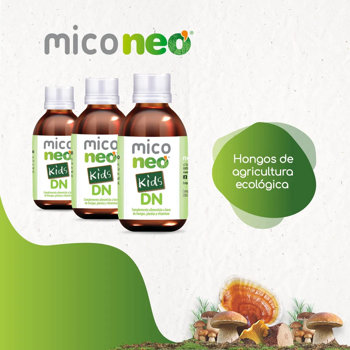 MICO NEO | Jarabe Infantil DN Kids | Favorece el Buen Rendimiento Cognitivo en Niños | Mejora la Concentración | A Base de Hongos, Plantas y Vitaminas Naturales