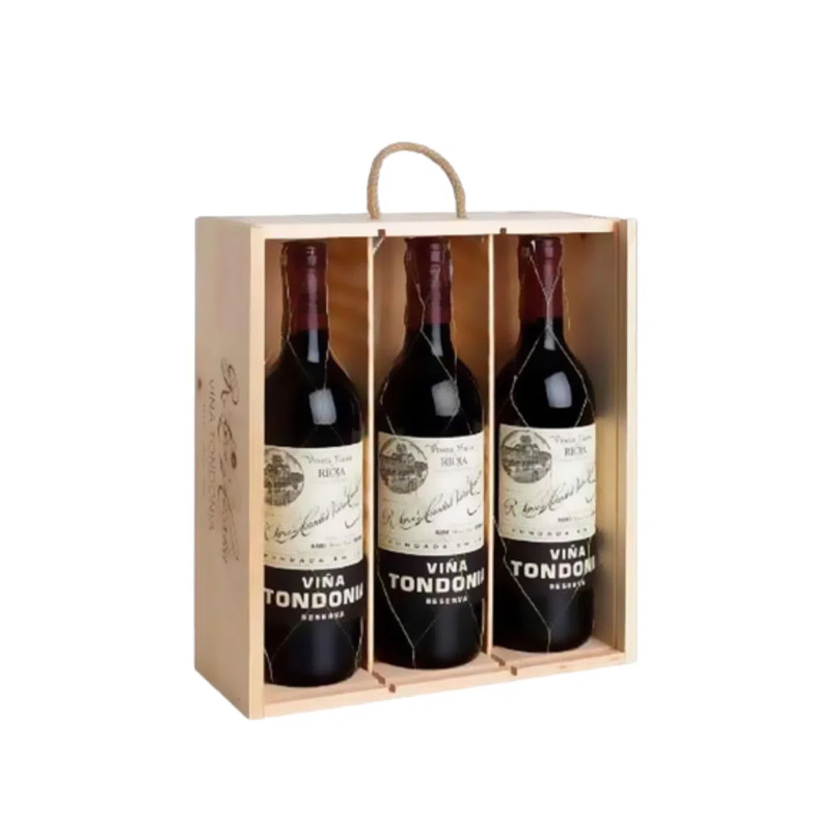 Vino Viña Tondonia Reserva - Estuche Madera x 3 Botellas de Vino Tinto D.O. La Rioja x 75 cl - Mejor Selección ENOVINOS