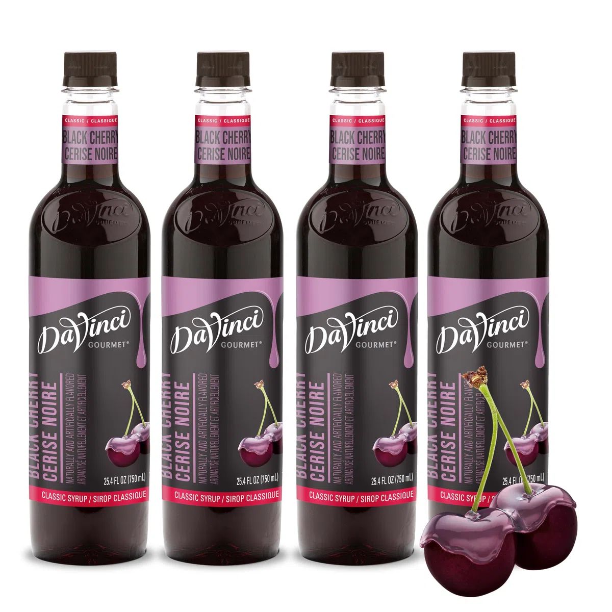 DaVinci Gourmet Jarabe de cereza negra, 4 unidades, 25.4 onzas líquidas