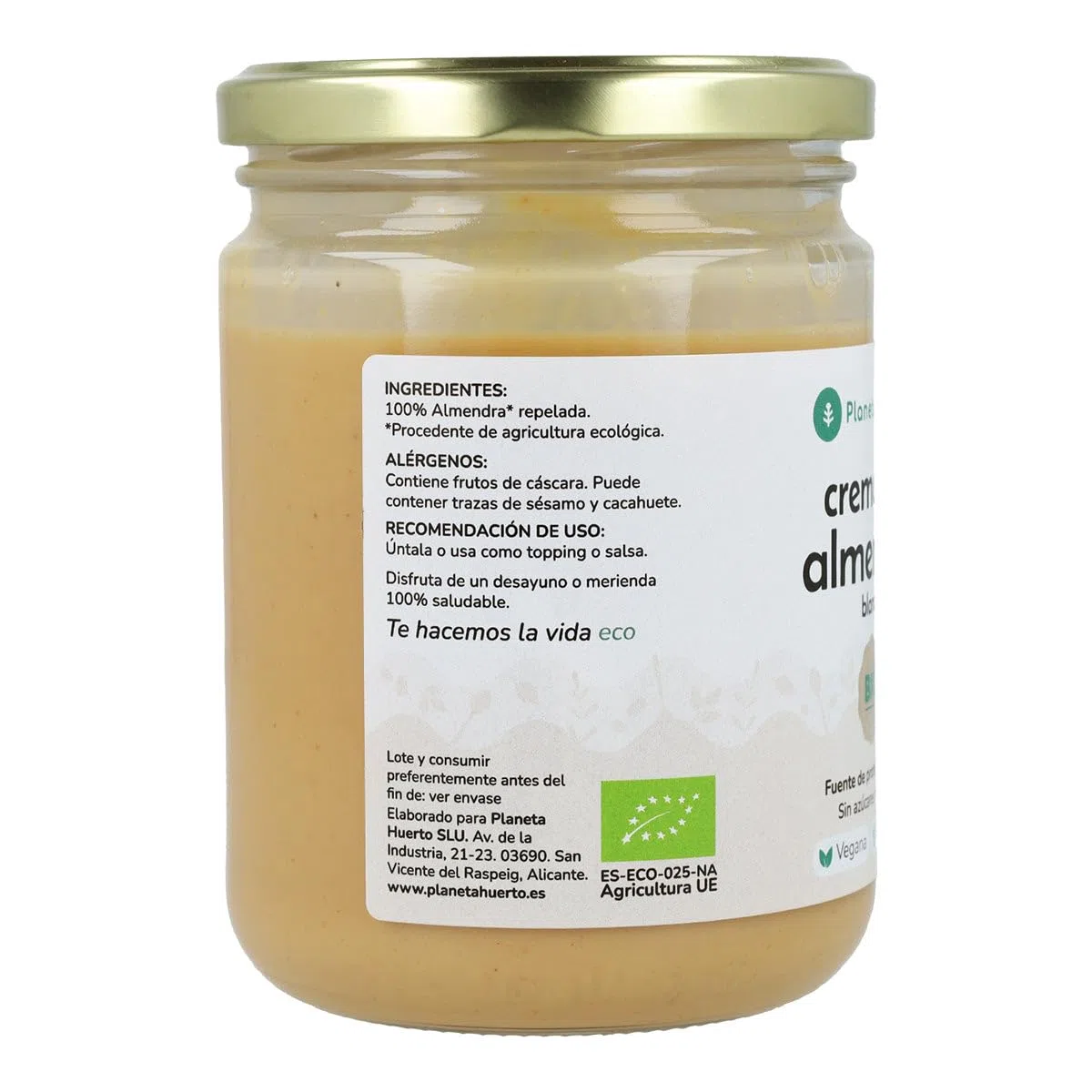 PLANETA HUERTO | Pack 9x Crema de Almendras Blancas Ecológica 350 g - 100% Almendras Orgánicas Peladas - Sin Azúcares Añadidos ni Aditivos - Rica en Fibra y Vitamina E - Para Untar y Desayunos