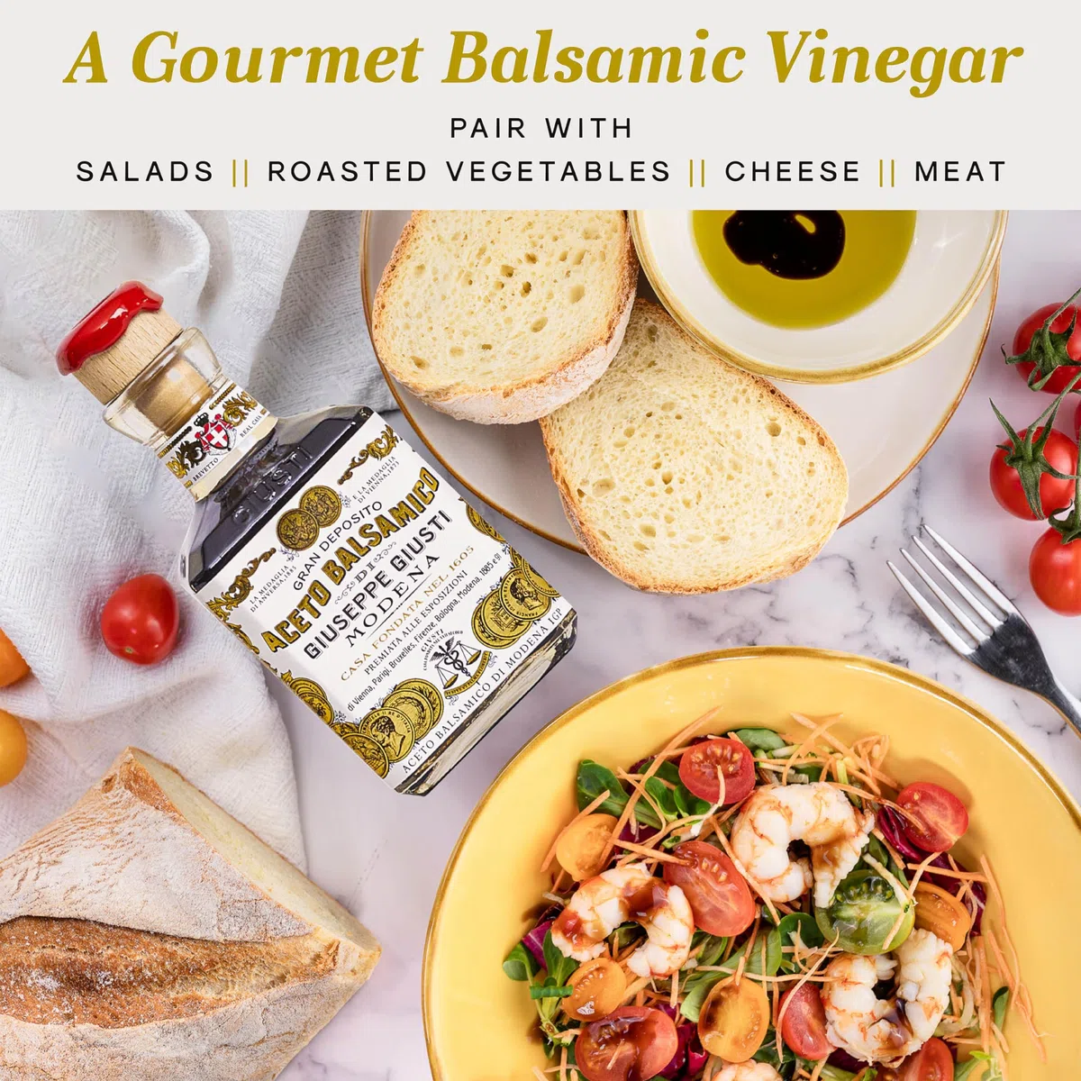 Giusti | Vinagre Balsámico de Módena IGP - 2 Medallas de Oro - Cúbico con caja - 250 ml