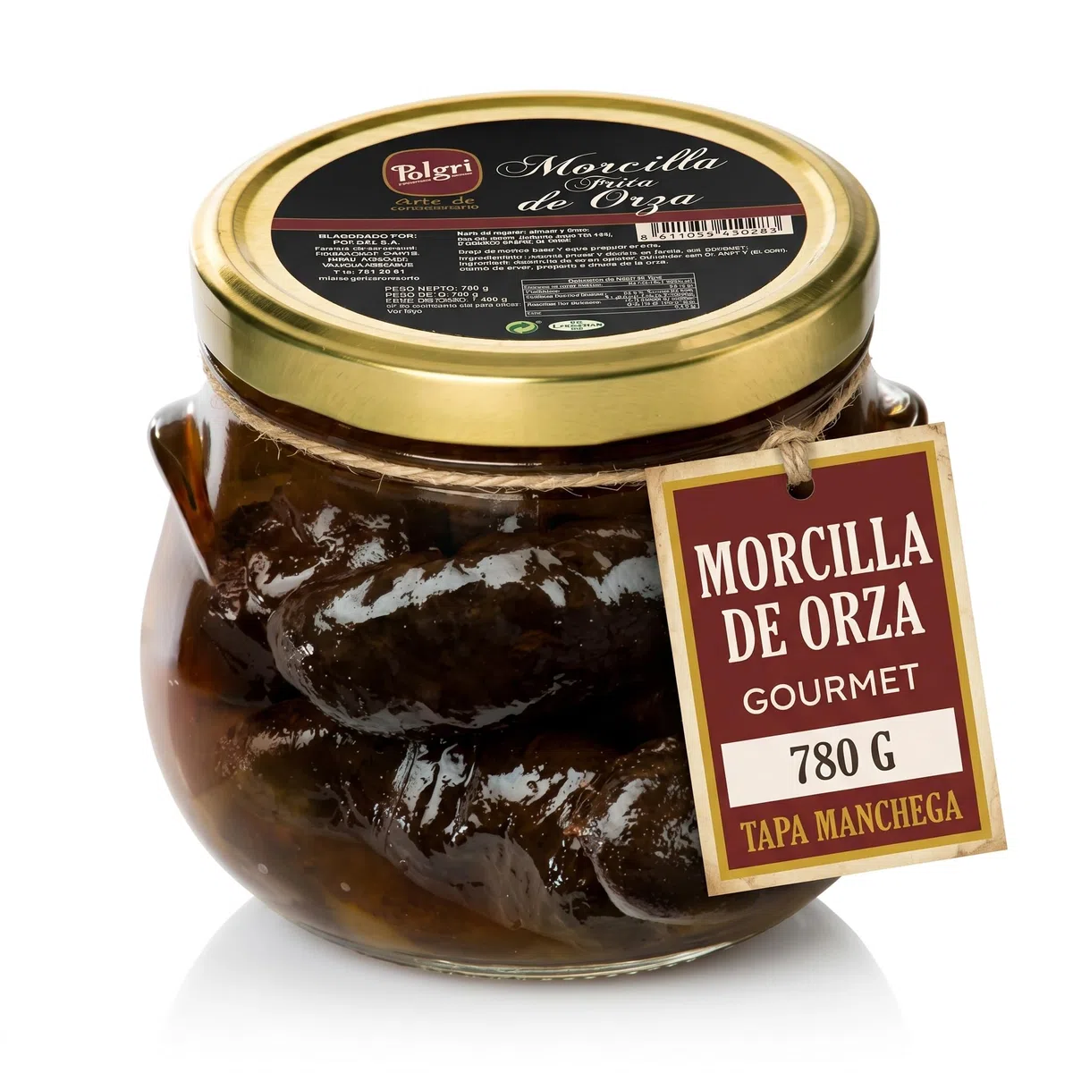 Polgri Morcilla Frita de Orza con Pinones 780g Manchega Artesanal Desde 1967 Conserva en Aceite Girasol sin Conservantes 5 Años Caducidad Tarro Cristal 850ml Embutidos Gourmet Aperitivo Tapas