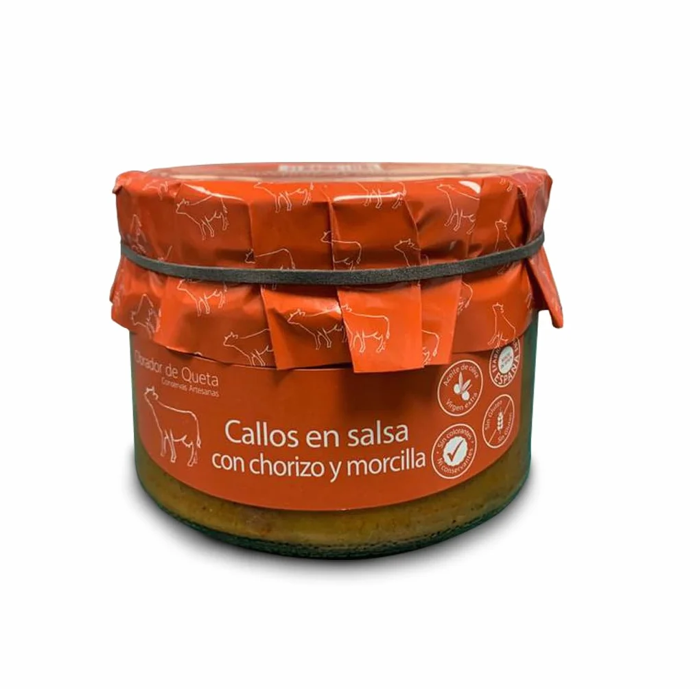 Callos en salsa con chorizo y morcilla 560grs (PACK de 8). Callos a la Madrileña. Receta familiar, casera y artesana. Conservas Gourmet. Regalo original para todos. Producto 100% elaborado en España.