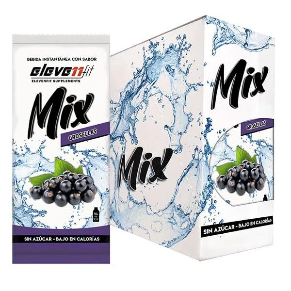 Eleven Fit Mix Instantáneo Sabor Grosellas | Prepara 1.5L de Bebida Saludable, Sin Azúcar y Baja en Calorías | Ideal para Mezclar con Agua y Mejorar tu Dieta | Caja de 24 Sobres