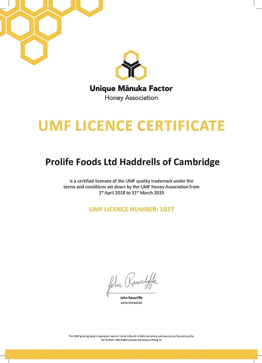 Haddrells of Cambridge Miel de Manuka | UMF 16+ MGO 572+ | Miel de manuka pura premium de Nueva Zelanda | 500g