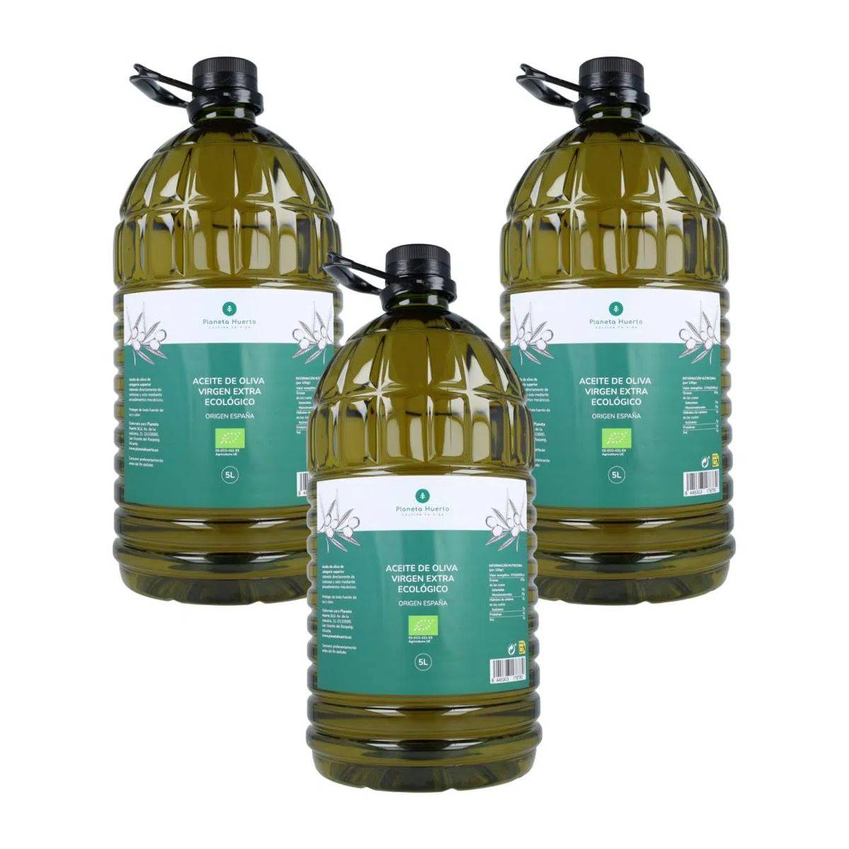 PLANETA HUERTO | Pack 3x Aceite de Oliva Virgen Extra ECO 5L, Máxima Calidad y Sabor Auténtico