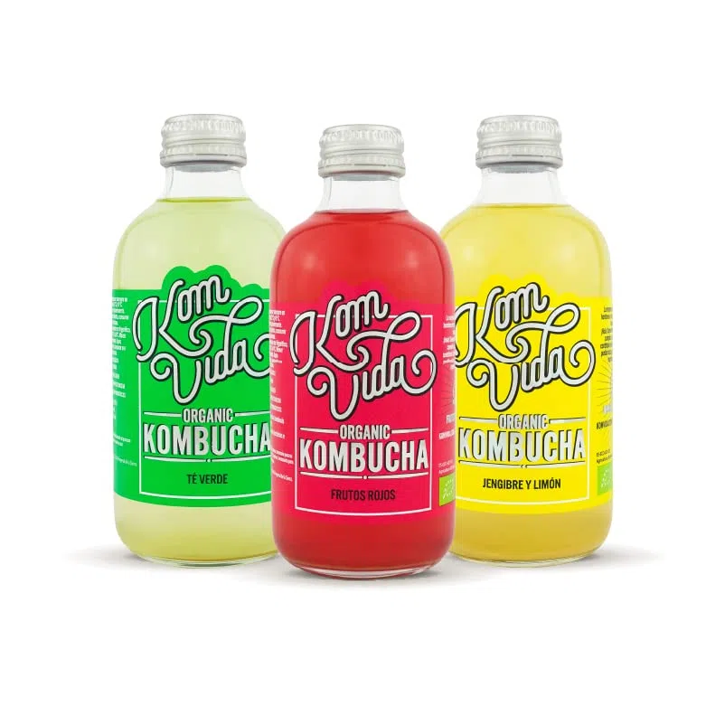 Té kombucha. Komvida. Kit Prueba. 3 botellas de 250 ml. Envío en frío.