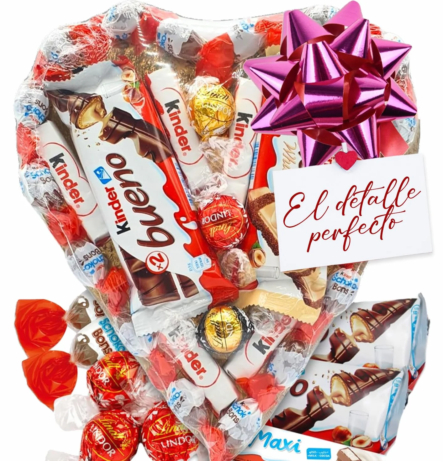 Caja de Chocolate con Kinder Bueno, Shochobons y Lindt, Regalo para Parejas