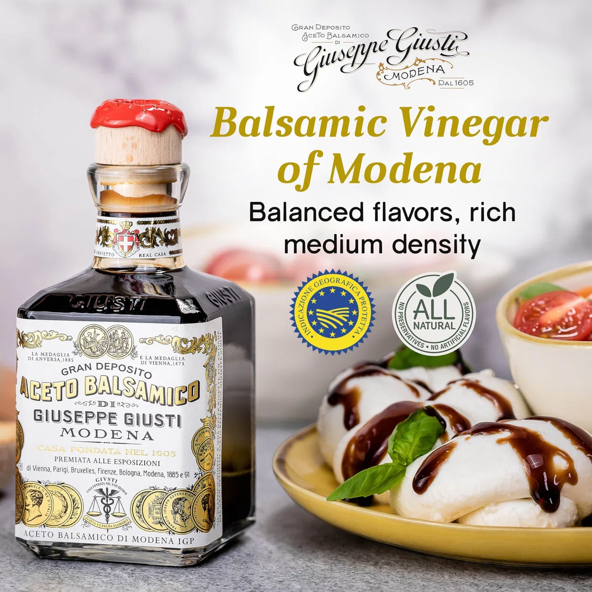 Giusti | Vinagre Balsámico de Módena IGP - 2 Medallas de Oro - Cúbico con caja - 250 ml