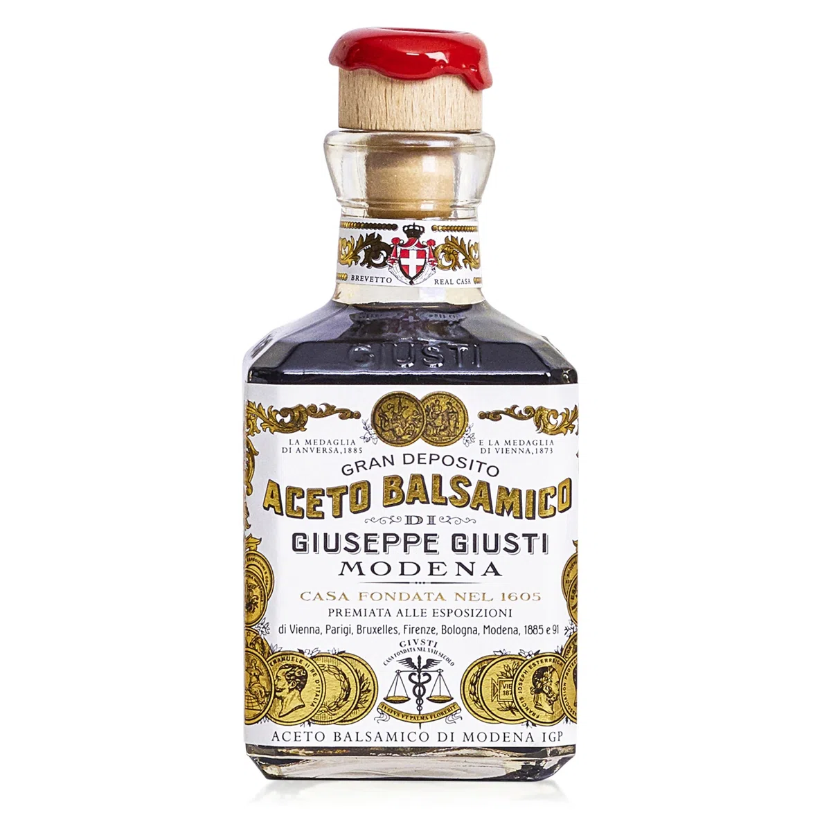 Giusti | Vinagre Balsámico de Módena IGP - 2 Medallas de Oro - Cúbico con caja - 250 ml