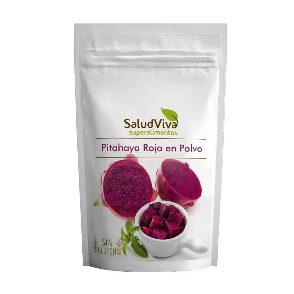 Pitahaya roja en polvo SaludViva 125 g | Fruta del dragón liofilizada para batidos, yogures y postres | Color rosa intenso natural, apta para veganos y sin gluten