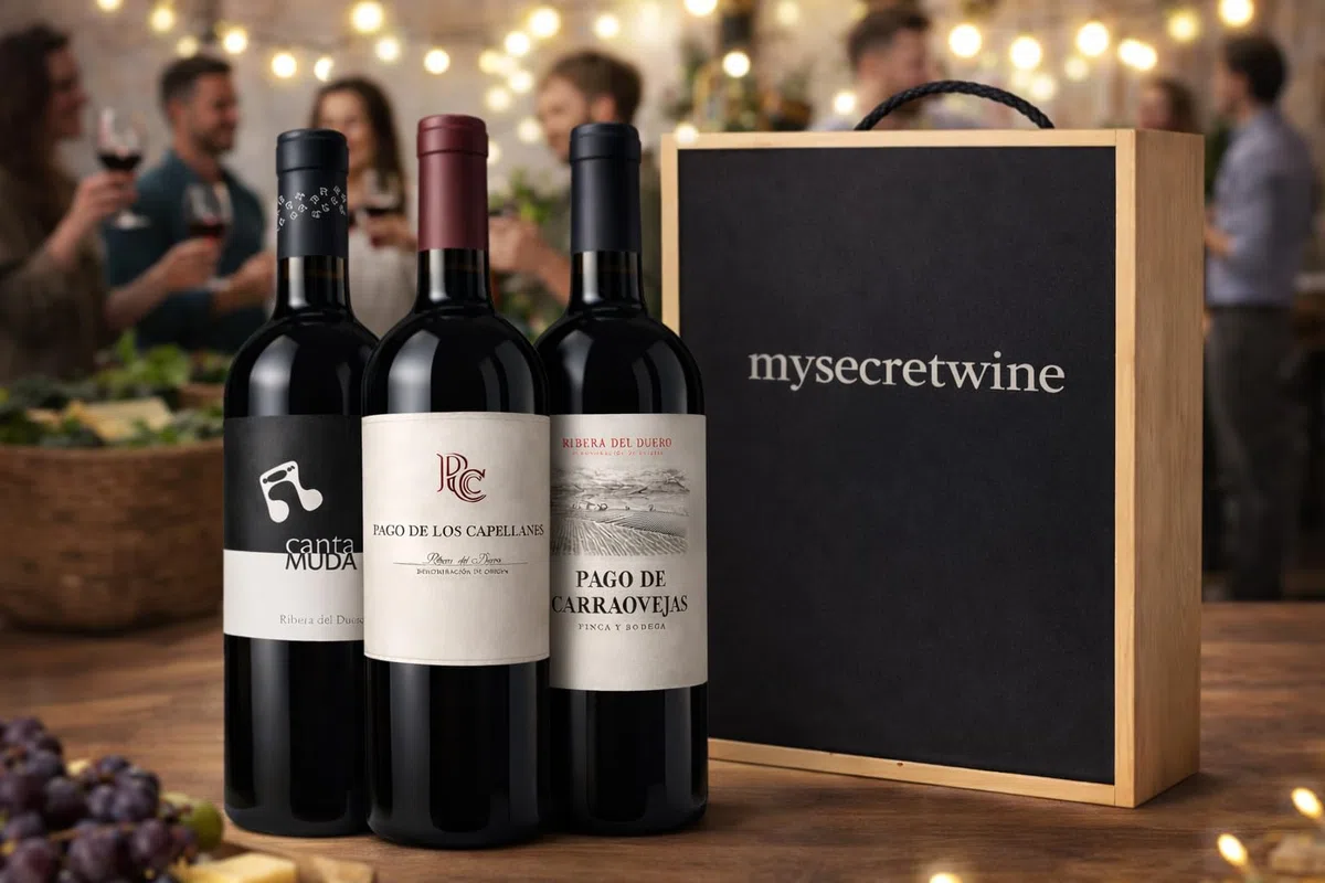 Pack 3 Vinos Ribera del Duero Premium con Caja de Madera – Canta Muda, Pago de los Capellanes Crianza y Pago de Carraovejas – MYSECRETWINE-