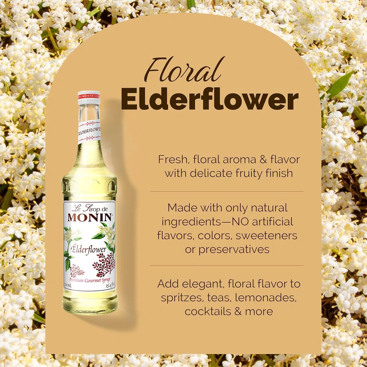 Monin Elderflower Syrup 750ml Bottle