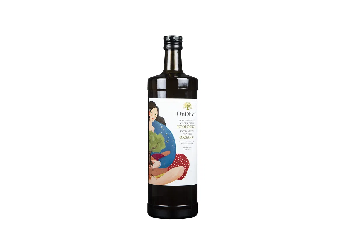 UnOlivo Aceite de Oliva Virgen Extra Ecológico 1 Litro Dórica Cristal | Variedad Picual | Brillante y limpio