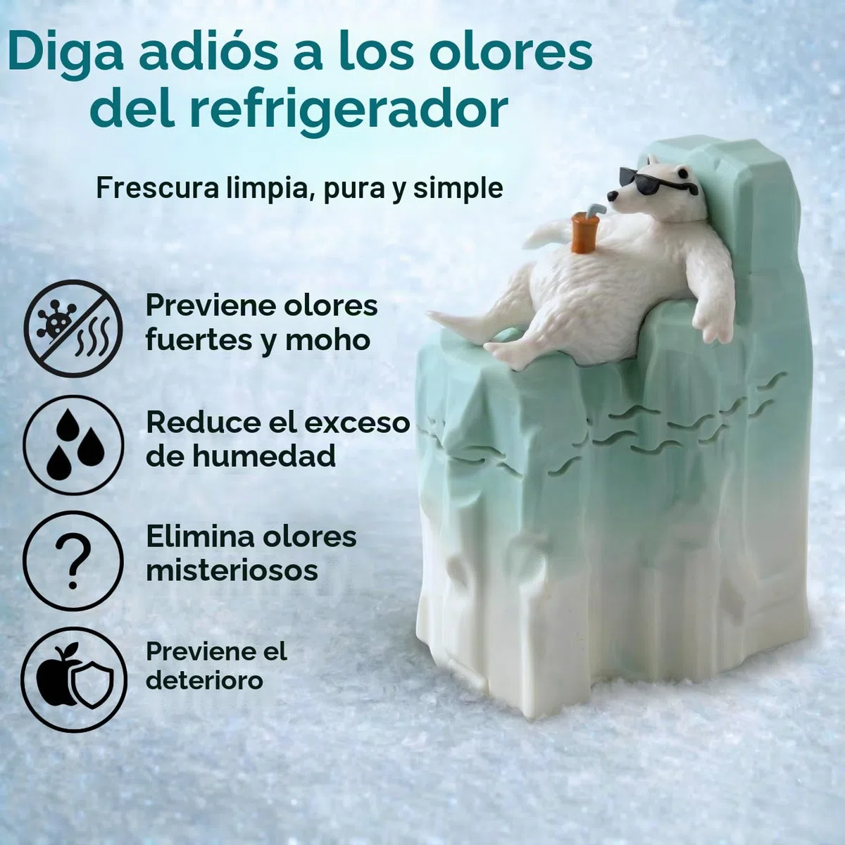Ambientador para nevera y congelador con bicarbonato de sodio de Joe Snow - Recipiente recargable con bicarbonato de sodio | Absorbe los olores de la nevera y congelador con bicarbonato de sodio