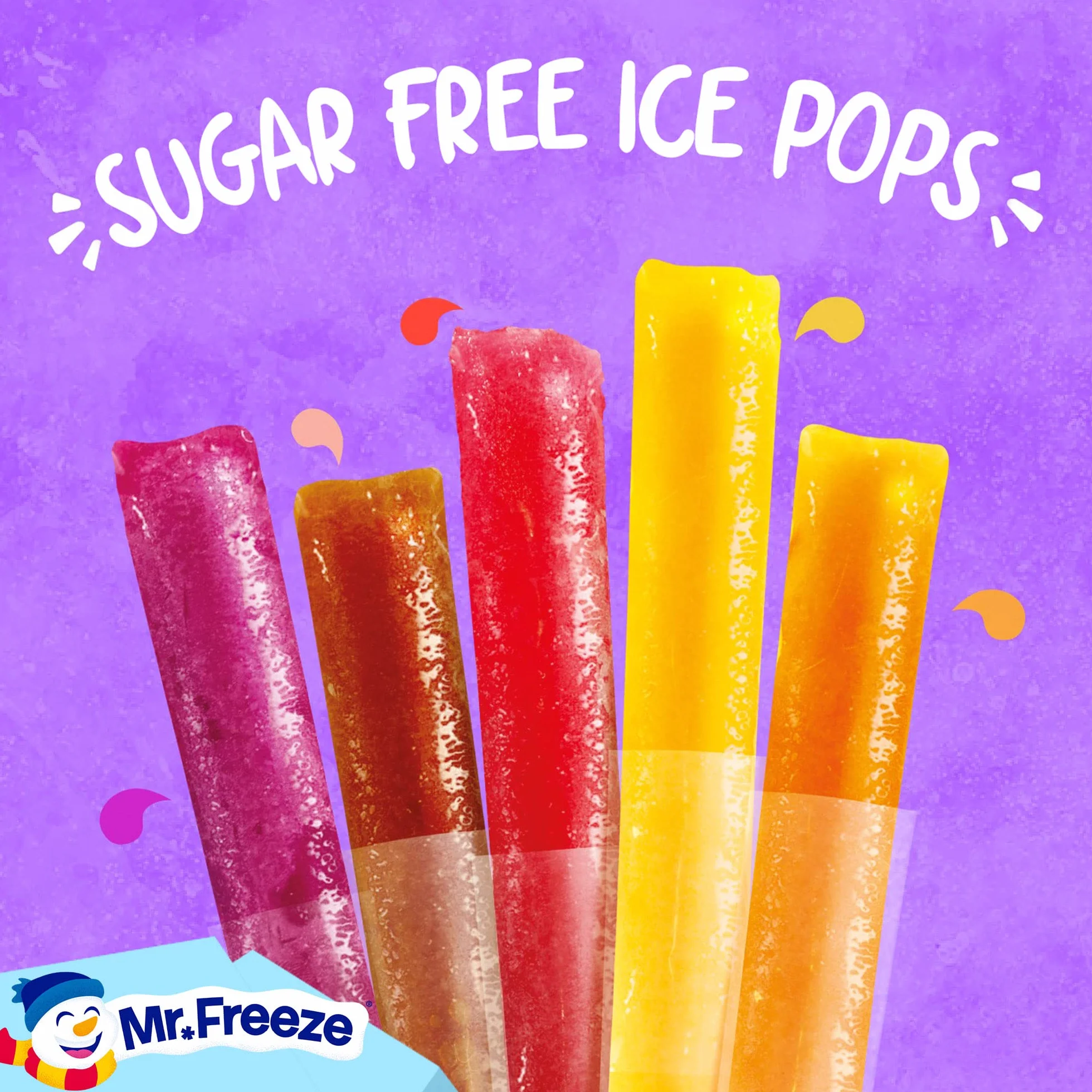 Mr Freeze Ice Pops - Paletas de hielo de sabores surtidos, sin azúcar y aptas para veganos, 20 x 45 ml (paquete de 8)