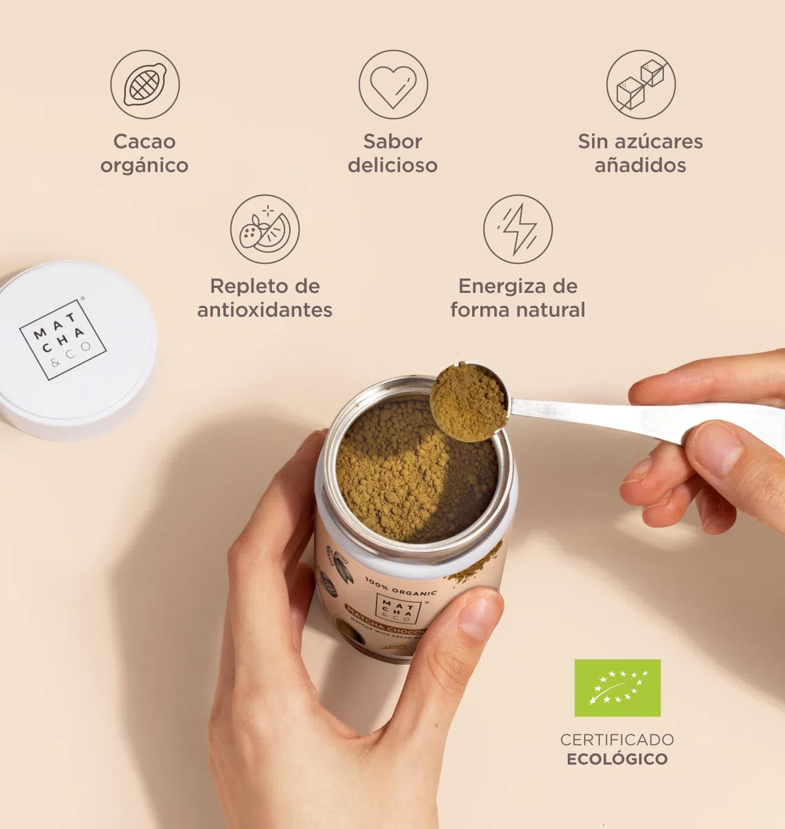 Matcha & CO Té Matcha Chocolate (80 gramos) 100% Orgánico de Grado Ceremonial | Con Cacao en Polvo | Té Verde Orgánico de Japón, 80G 100% Natural, sin Azúcar - Matcha & CO.