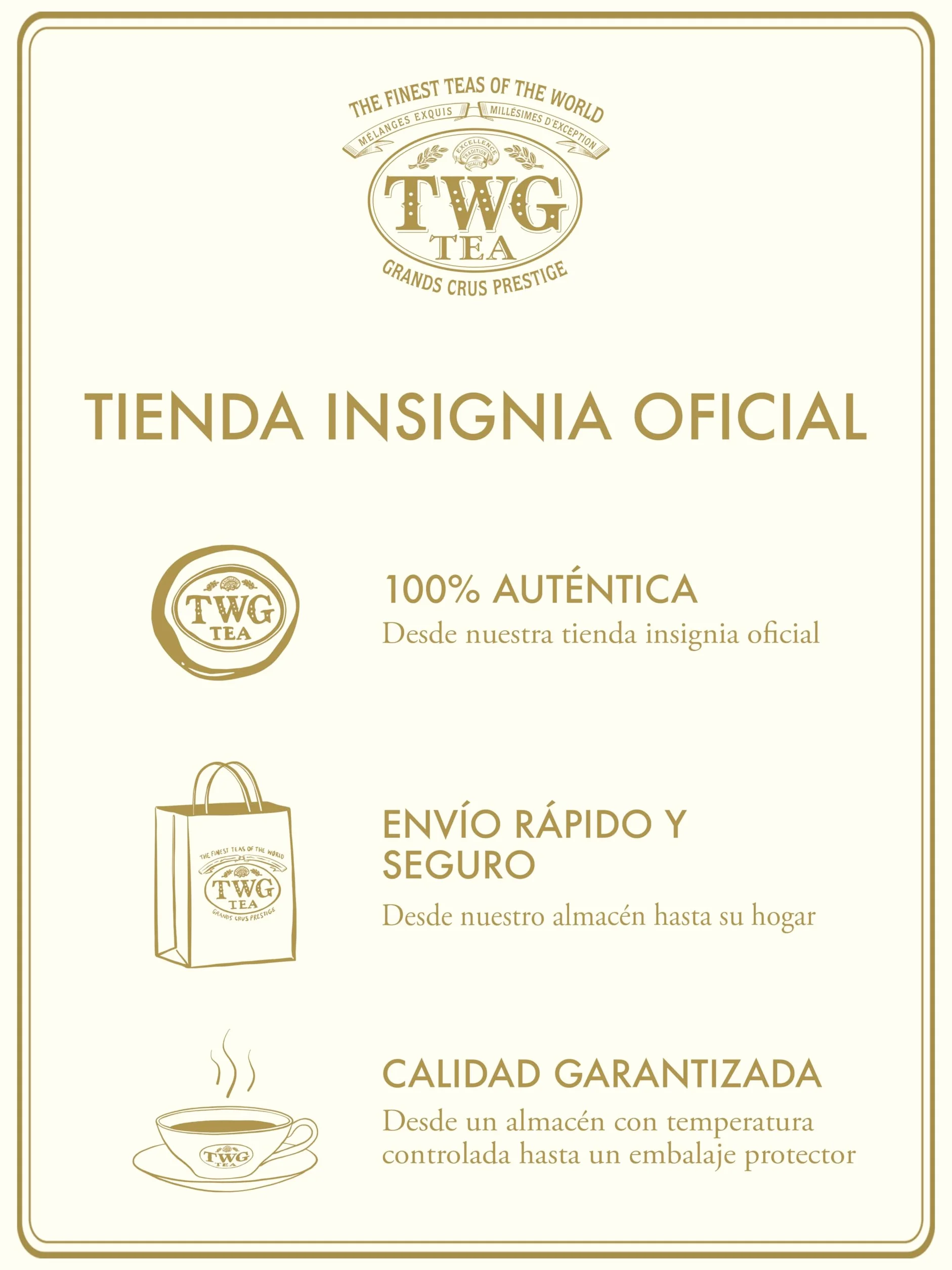 TWG Tea | Royal Darjeeling FTGFOP1 | Té Negro | Albaricoques Maduros | 15 Bolsitas de Té de Algodón Cosidas a Mano | Caja de Regalo Originales