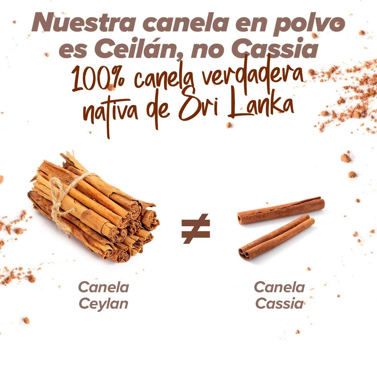 HSN Canela Ceylán en Polvo 500g | Canela de Ceilán Verdadera Cinnamomum Zeylanicum | 100% Natural - Baja en Cumarina - Molienda Fina | No-GMO, Vegano, Sin Gluten