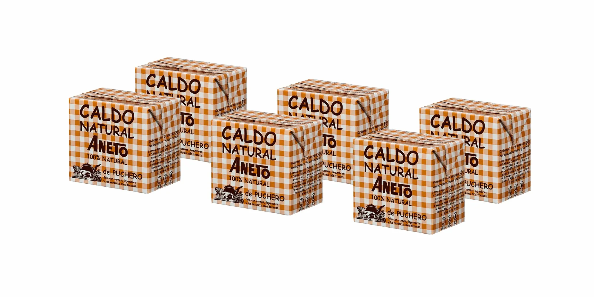 Aneto 100% Natural - Caldo de Puchero - caja de 6 unidades de 0,5 litros