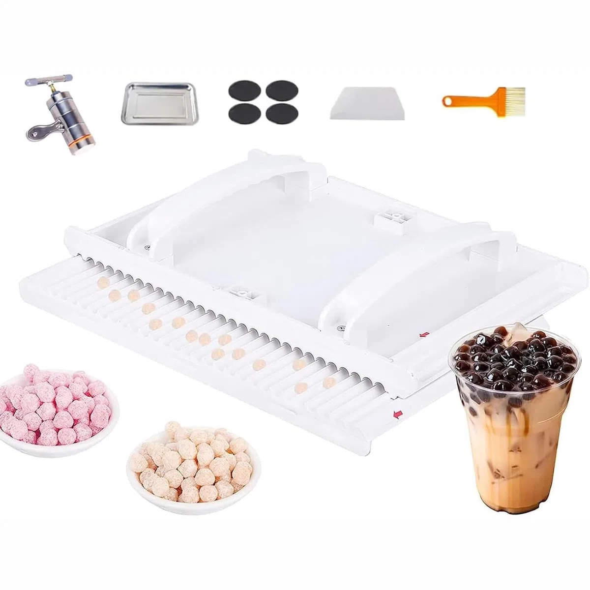 Máquina manual de perlas de tapioca con extrusor y pelador, diseño ergonómico para tiendas de té de burbujas y té con leche